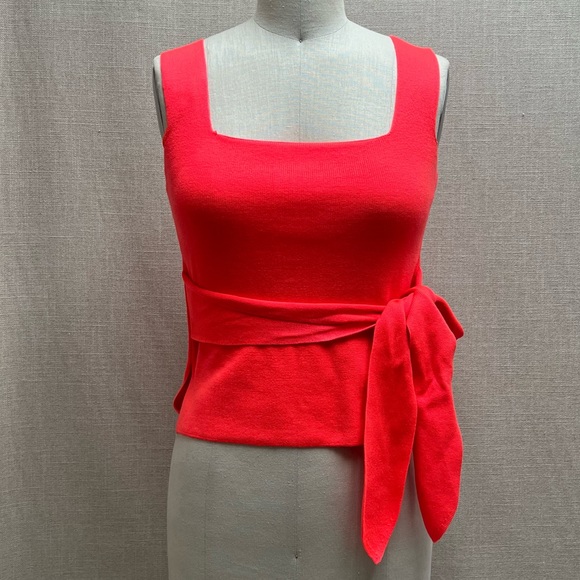 Anthropologie Multi-Way Tie Top Neon Coral - Picture 2 of 6